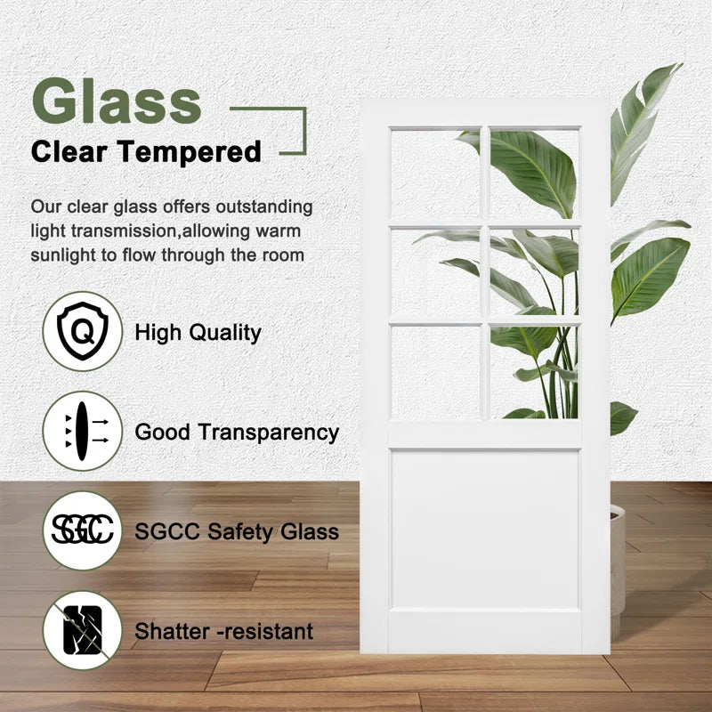 Interior Transparent Glass Doors Solid Wood French Door with Hardware Kit Jamb
