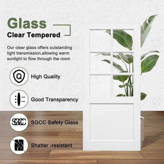 Interior Transparent Glass Doors Solid Wood French Door with Hardware Kit Jamb