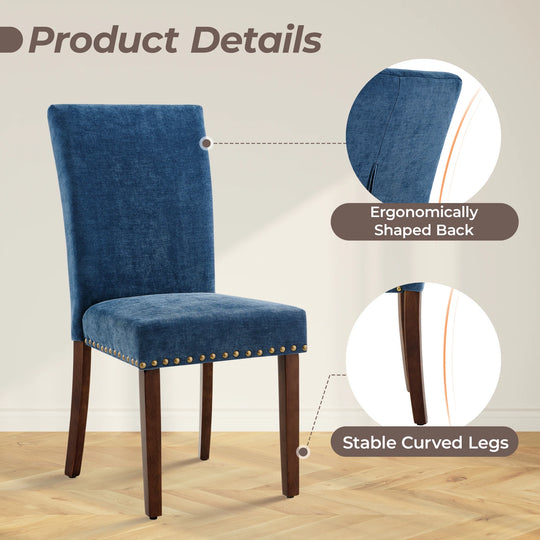 RENEWLINE Dining Chairs, Fabric with Nailhead Trim and Wood Legs