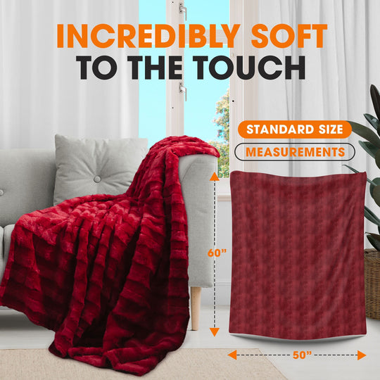 Faux Fur/ Microplush Reversible Throw Blanket