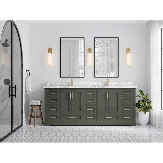 Willow Collection 84 in W X 22 in D X 36 in H Boston Double Bowl Sink Bathroom Vanity with Countertop