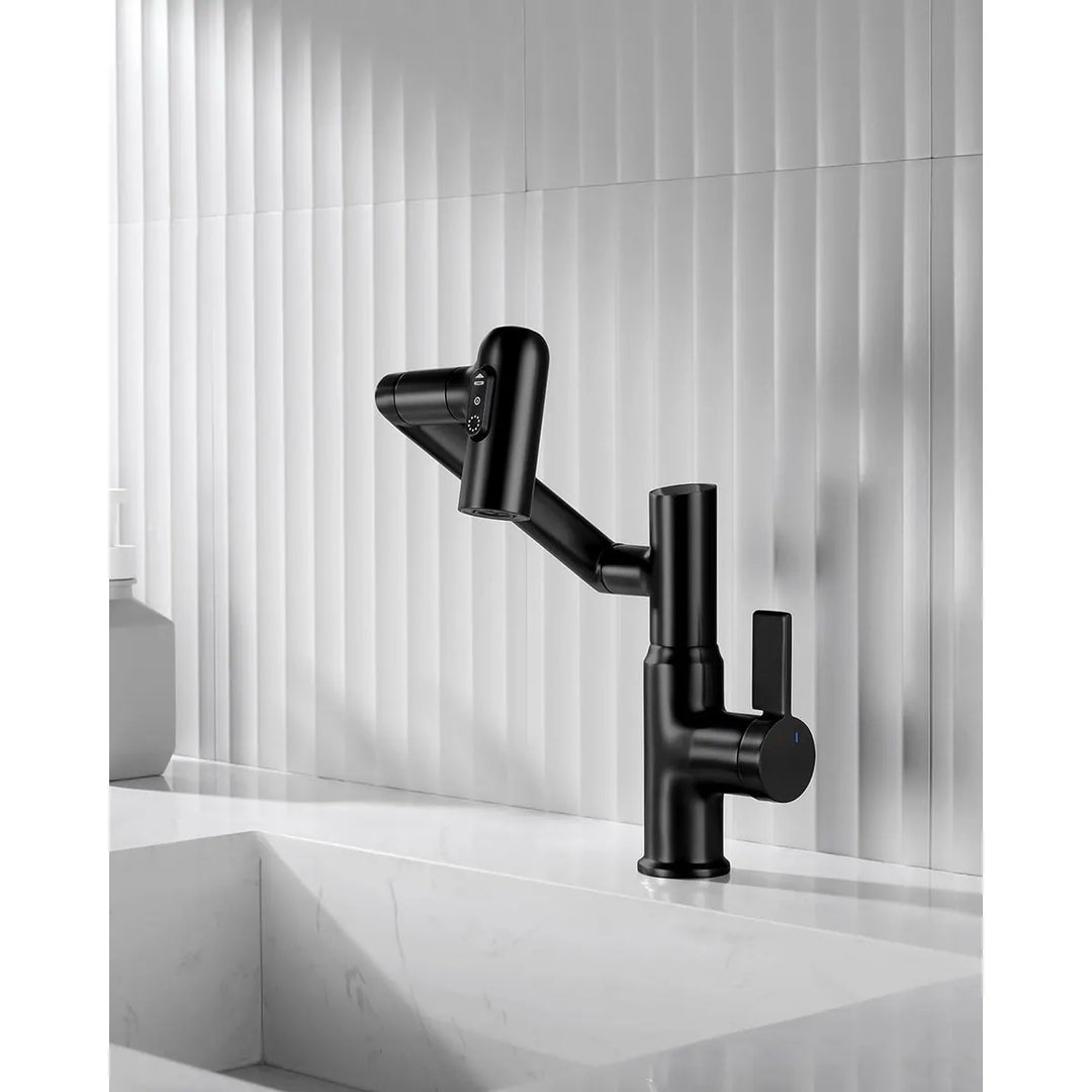 Rotatable Bathroom Faucet with Temperature Display in Fahrenheit (Batteries-Free), BF2204