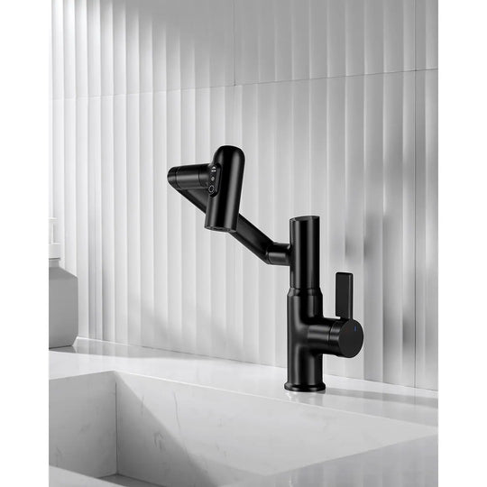 Rotatable Bathroom Faucet with Temperature Display in Fahrenheit (Batteries-Free), BF2204