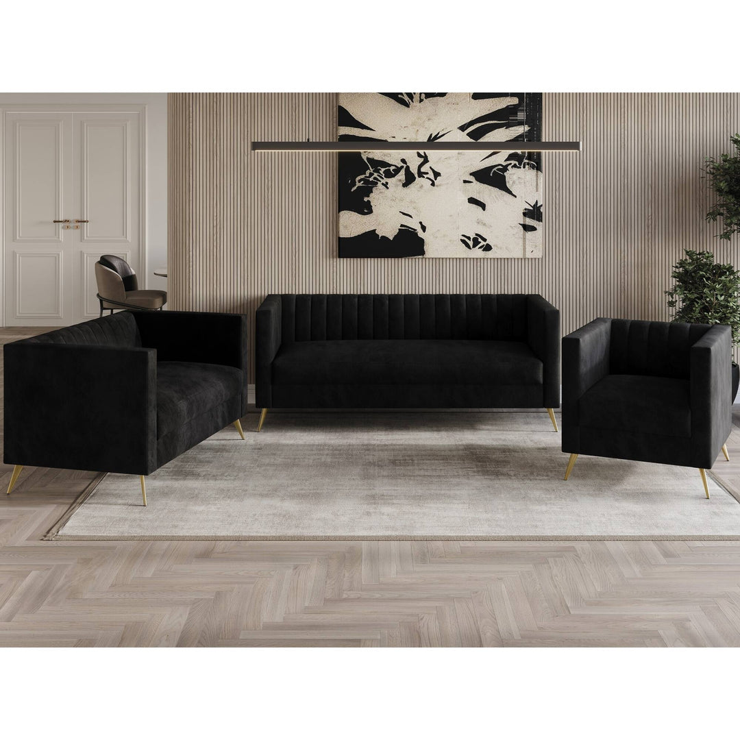 Clayfell Weiss Velvet Square Arm Chair/ Loveseat/ Sofa