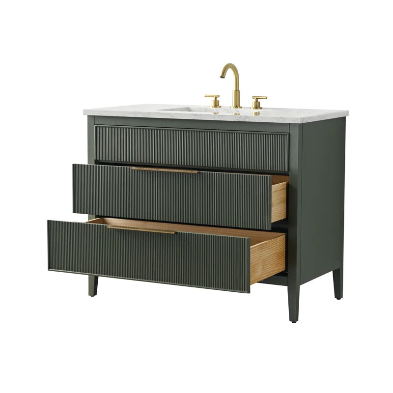 Bilroy Egremt 42'' Single Bathroom Vanity with Engineered Stone Top