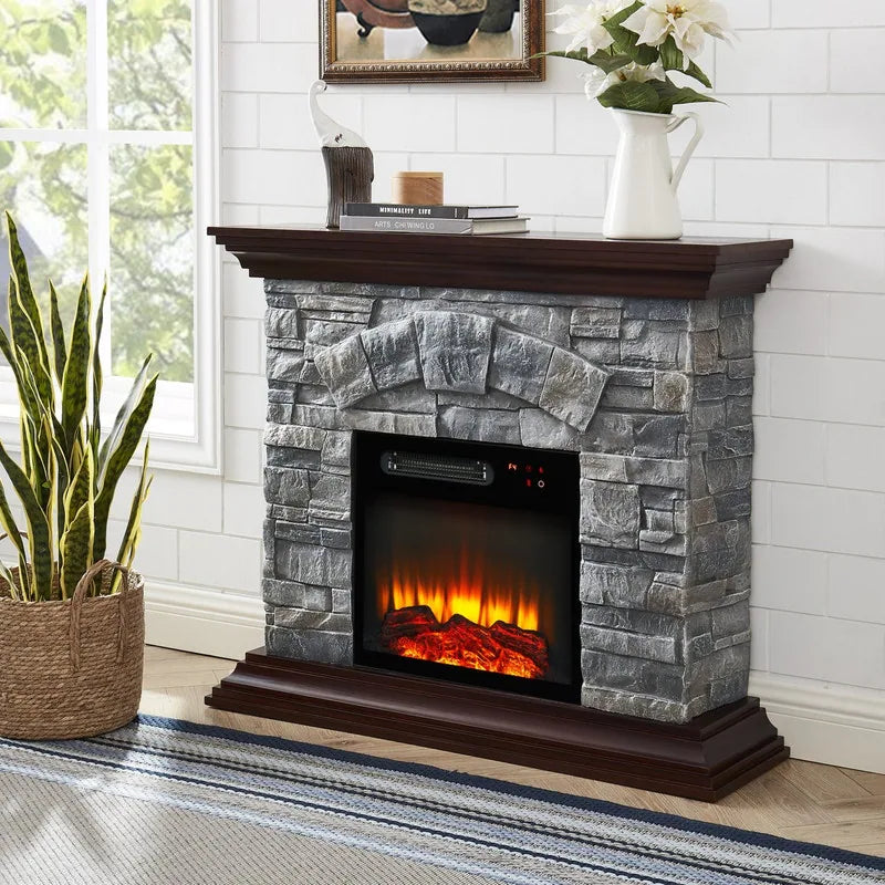 40 In. Faux Stone Freestanding Electric Fireplace - 40" in Width