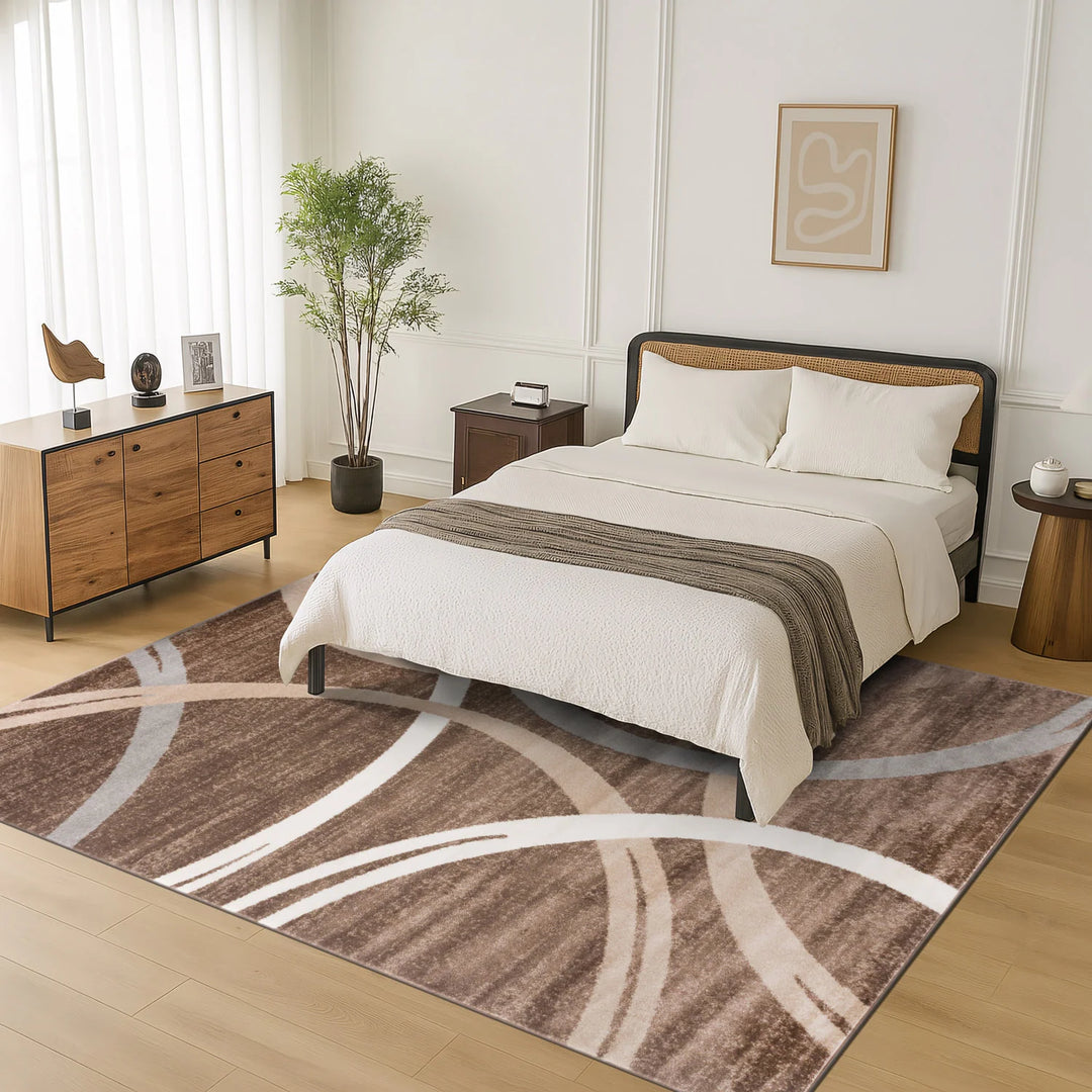 Contemporary Abstract Circles Design Area Rug