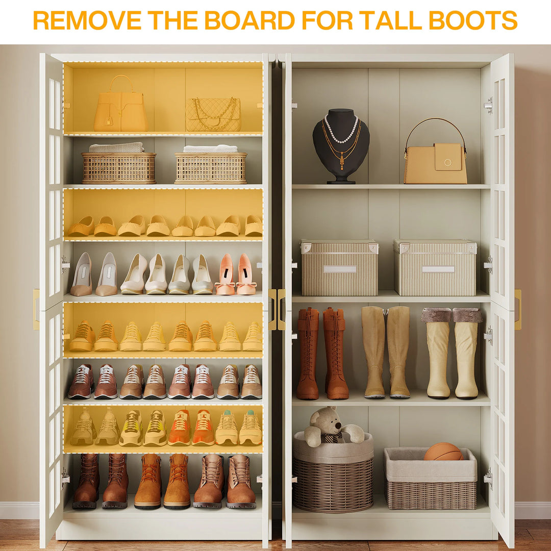 9-Tier Shoe Cabinet with Adjustable Shelves and Doors (71 Inches)