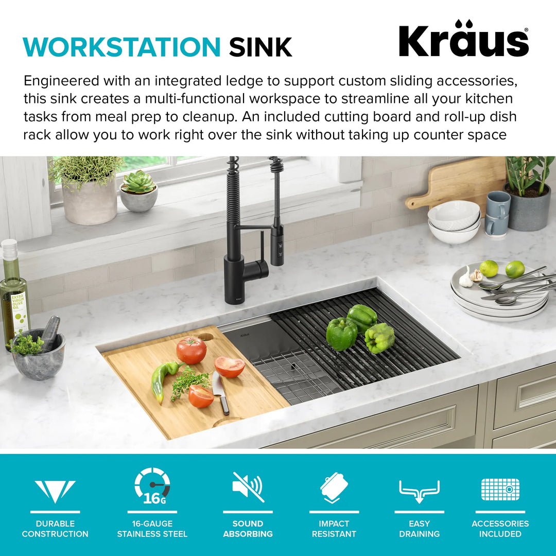 Kore Workstation Undermount Stainless Steel Kitchen Sink