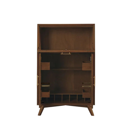 Flynn Large Bar Cabinet with Drop down Tray, Walnut