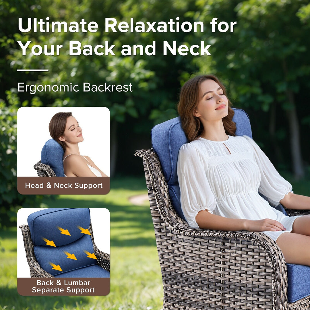7-Piece Patio Furniture Set with Swivel Glider Chairs, 6-Inch Ultra-Plush Cushions & Water-Resistant Olefin Fabric
