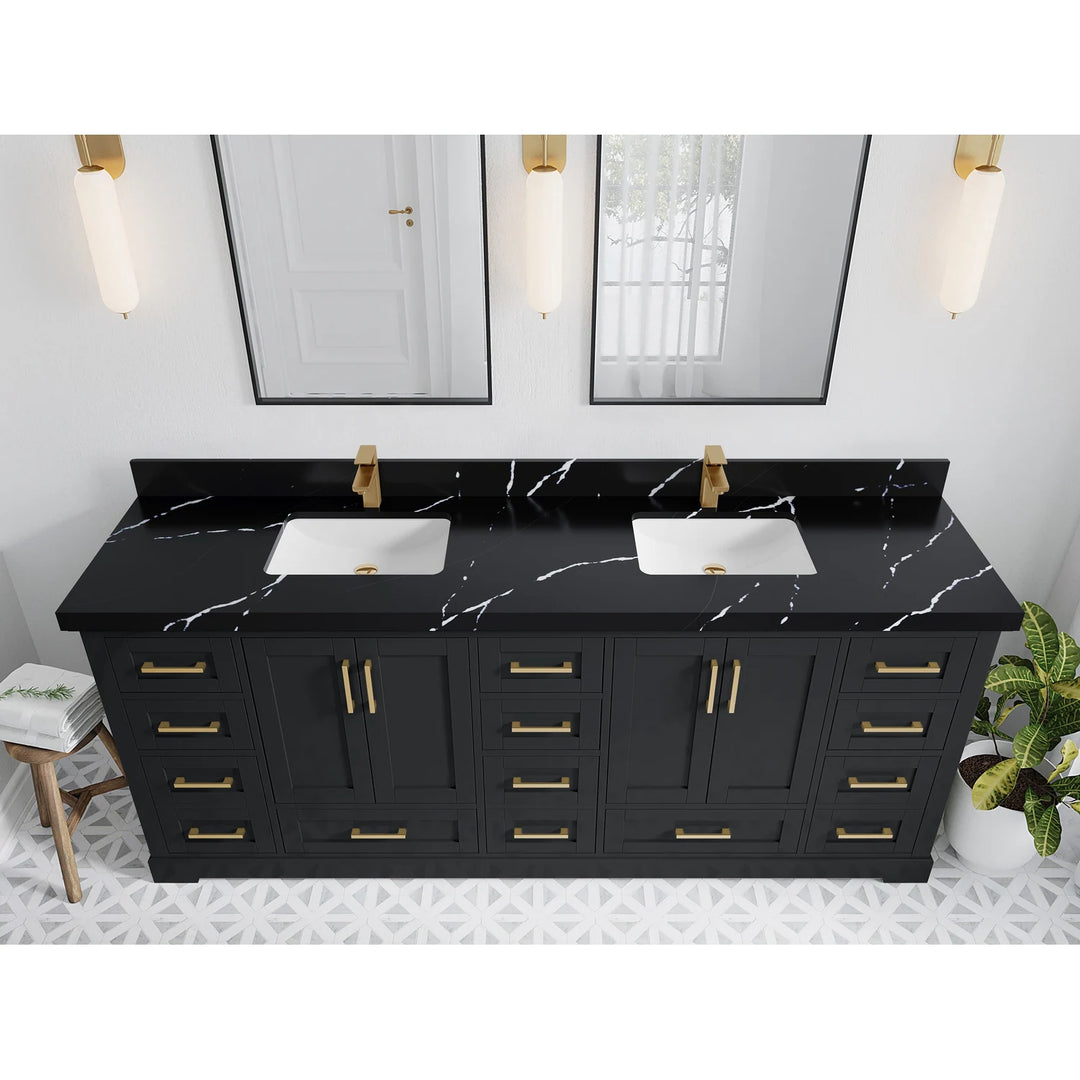 Willow Collection 84 in W X 22 in D X 36 in H Boston Double Bowl Sink Bathroom Vanity with Countertop