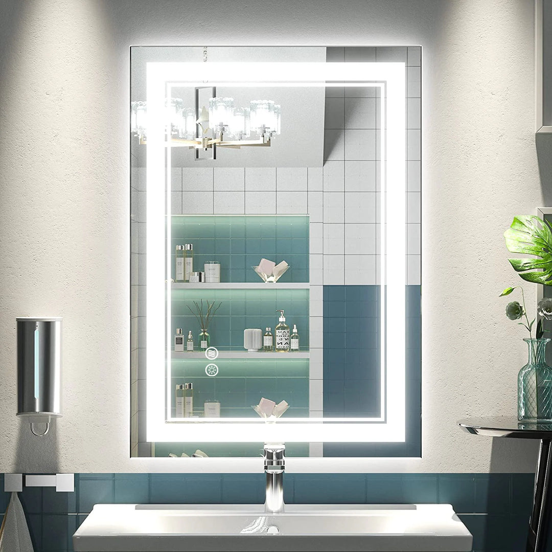 Full Size Front & Back LED Lighted Anti-Fog Tempered Glass Wall Bathroom Vanity Mirror, 3-Year Warranty & ETL Certification