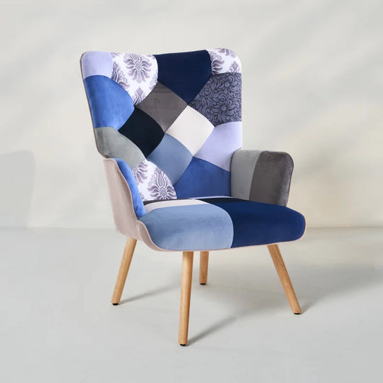 Heidegard Floral Accent Chair Modern High Back Arm Chair, Colorful Patchwork Reading Chairs for Bedroom