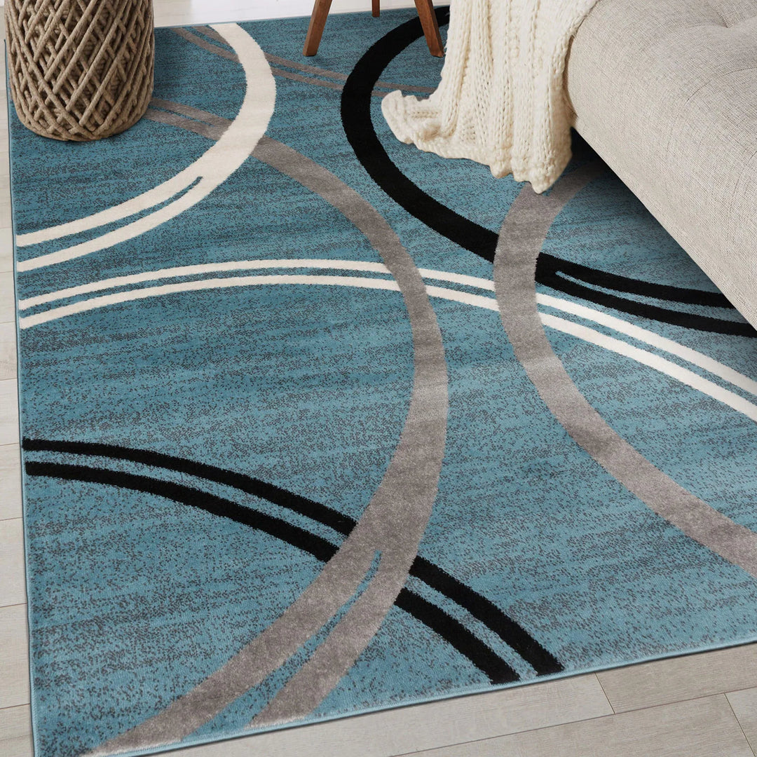 Contemporary Abstract Circles Design Area Rug