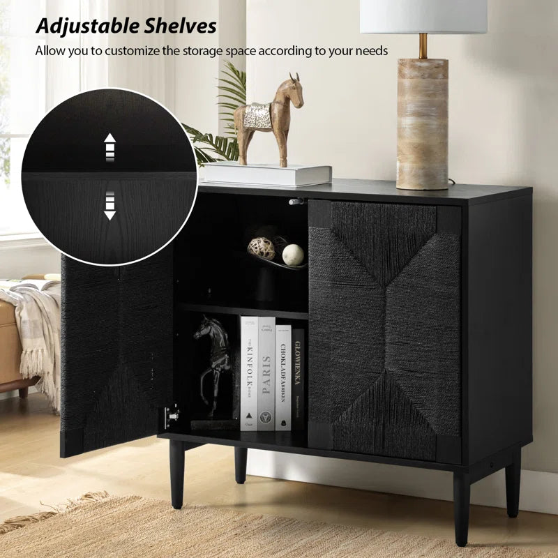 Carreiro 32"W Woven Transitional 2-Door Accent Cabinet