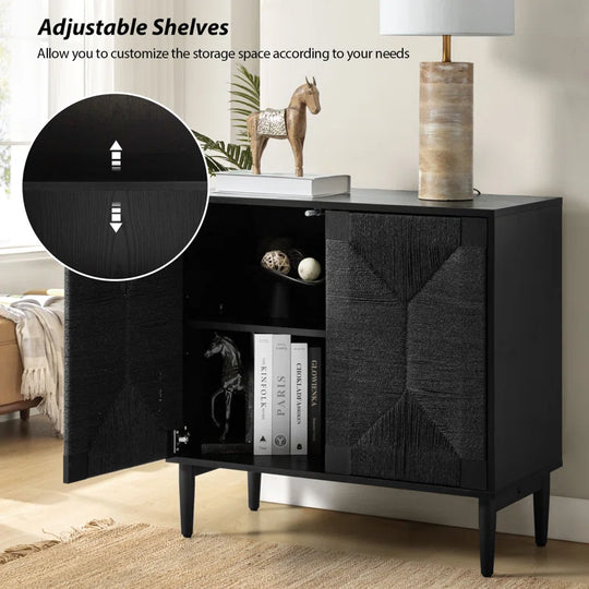 Carreiro 32"W Woven Transitional 2-Door Accent Cabinet
