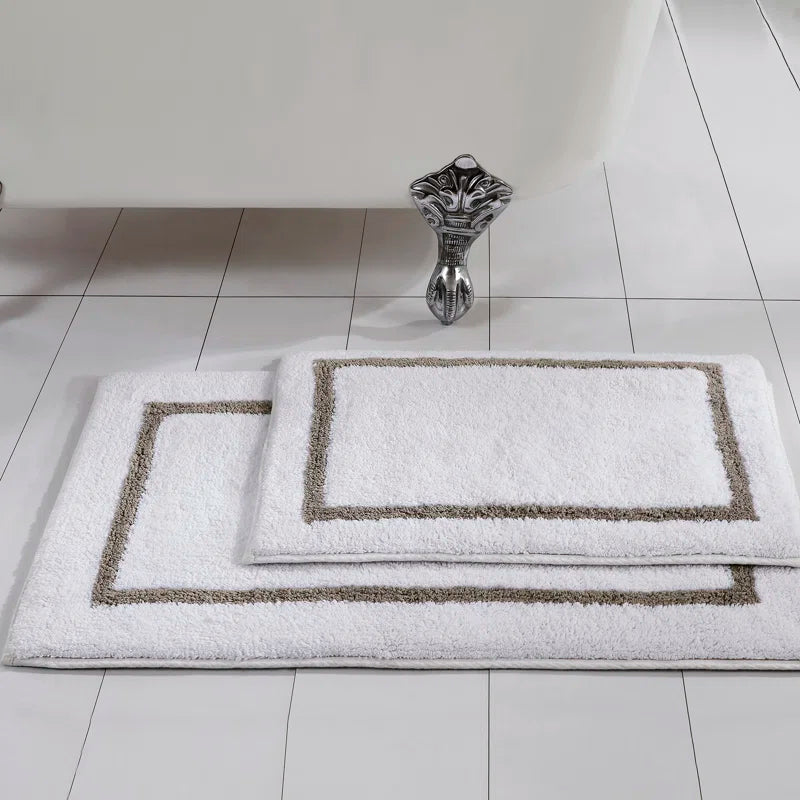 2-Pack Reversible Contrast Stripe Bath Mat Set