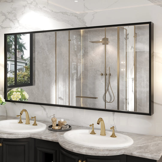 Modern Metal Framed French Cleat Mounted Wall Bathroom Vanity Mirror