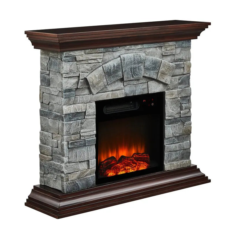 40 In. Faux Stone Freestanding Electric Fireplace - 40" in Width