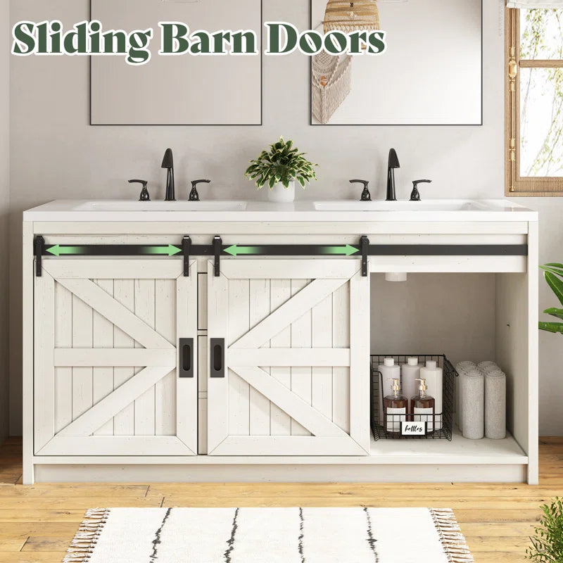 Chimira 60" Double Sink Bathroom Vanity with Sink Combo Set with 2 Drawers & Doors