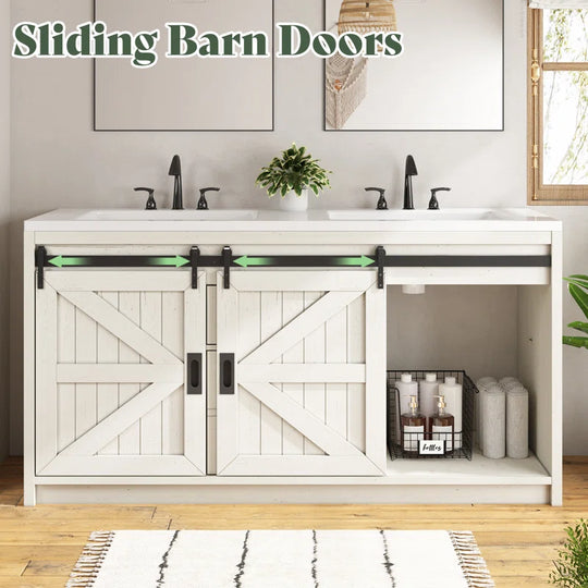 Chimira 60" Double Sink Bathroom Vanity with Sink Combo Set with 2 Drawers & Doors
