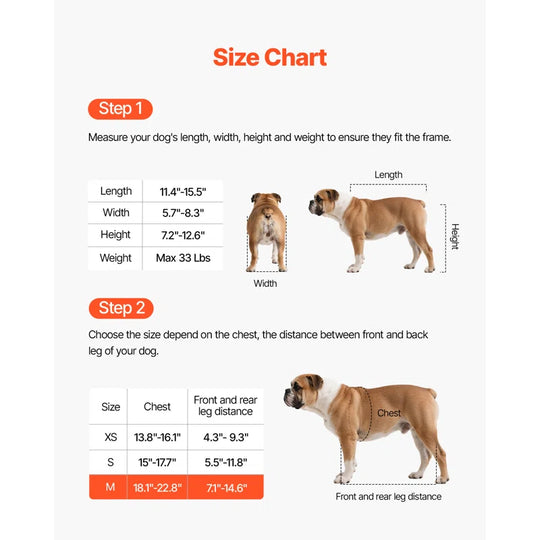 Dog Wheelchair for Back Legs, Adjustable 2 Wheels Pet Wheelchair, Lightweight Dog Cart with Shock-Absorbing Wheels, Mobility Support Wheel Chair for Disabled Injured Dogs up to 22Lbs, Small