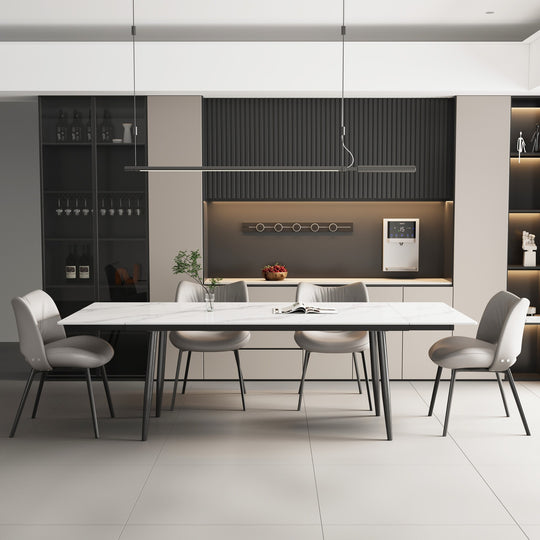 Glossy Slate 63"-95" Extendable Rectangle Dining Table - 94.4"W X 35.4"D X 29.5"H