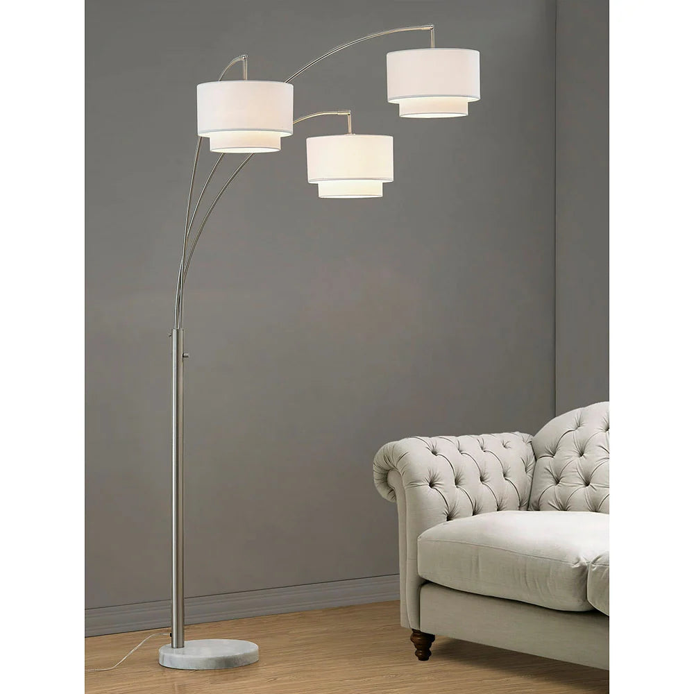 Broadway 3-Light 4-Way Switch Arch Floor Lamp