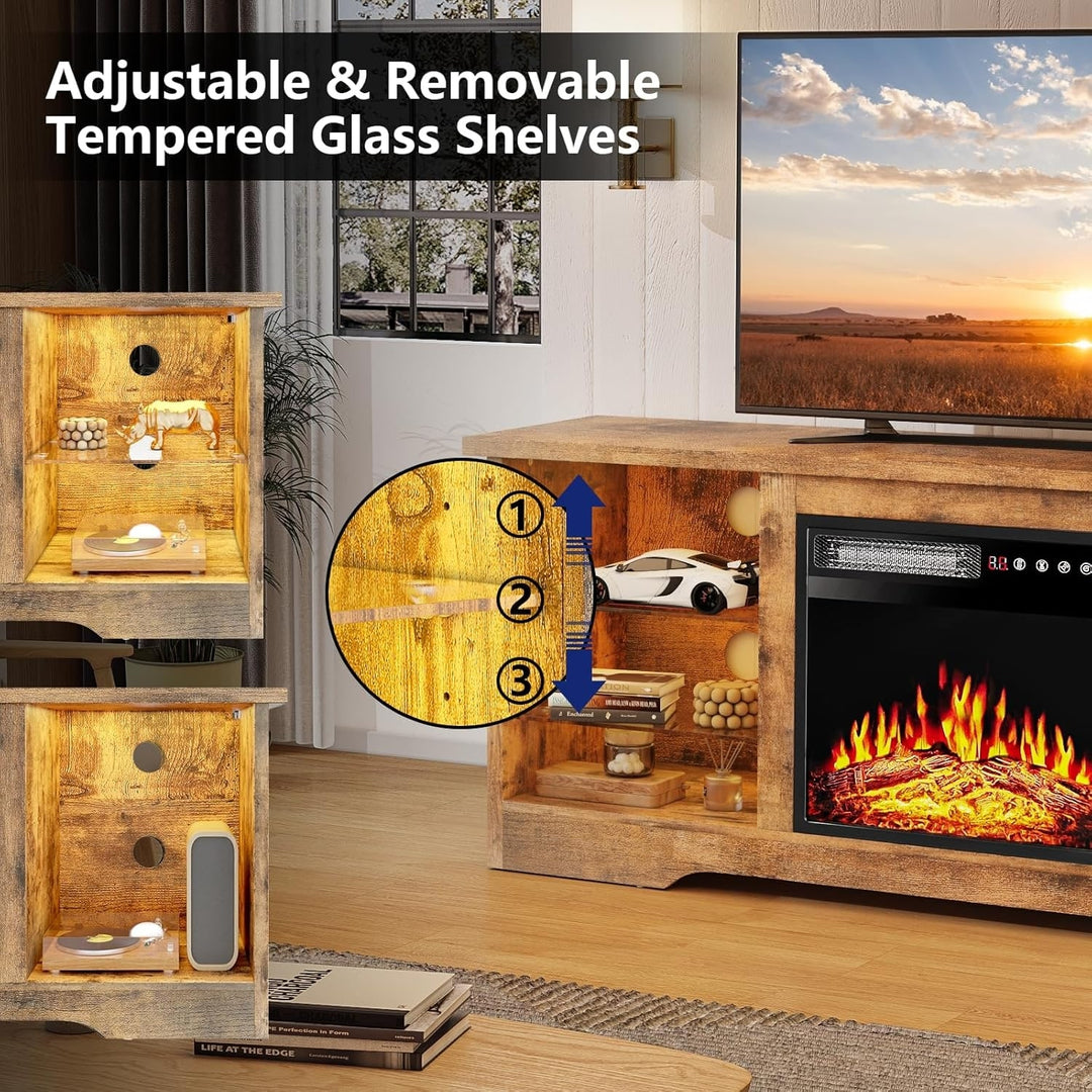 58" Fireplace TV Stand with 18'' Electric Fireplace,Modern Entertainment Center for 65'' Tvs,Tv Console