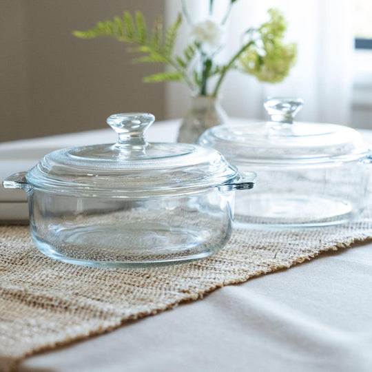 Baker'S Basics 2-Piece Glass Casserole Baking Dish Set with Glass Covers