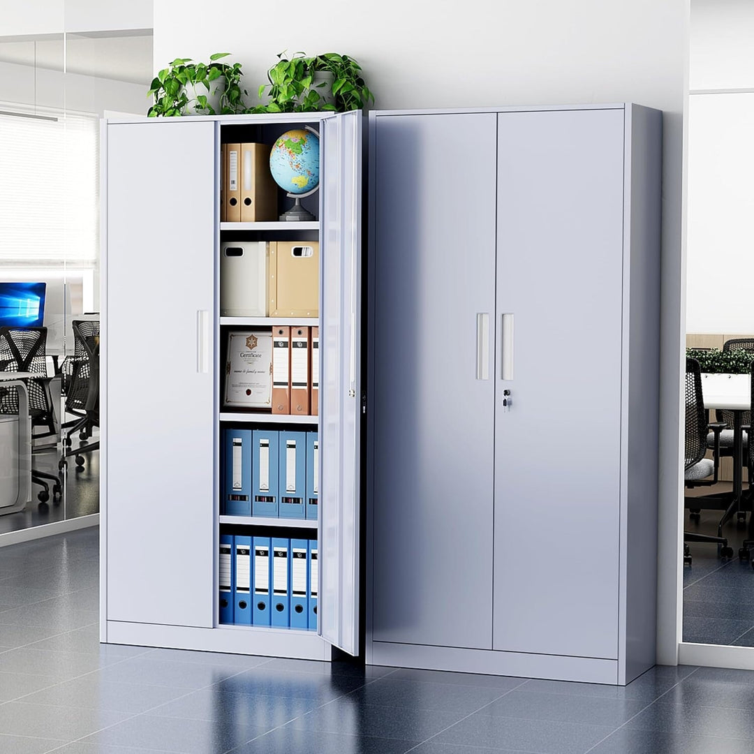 71'' H Metal Garage Storage Work Cabinet with Locking Doors and Adjustable Shelves