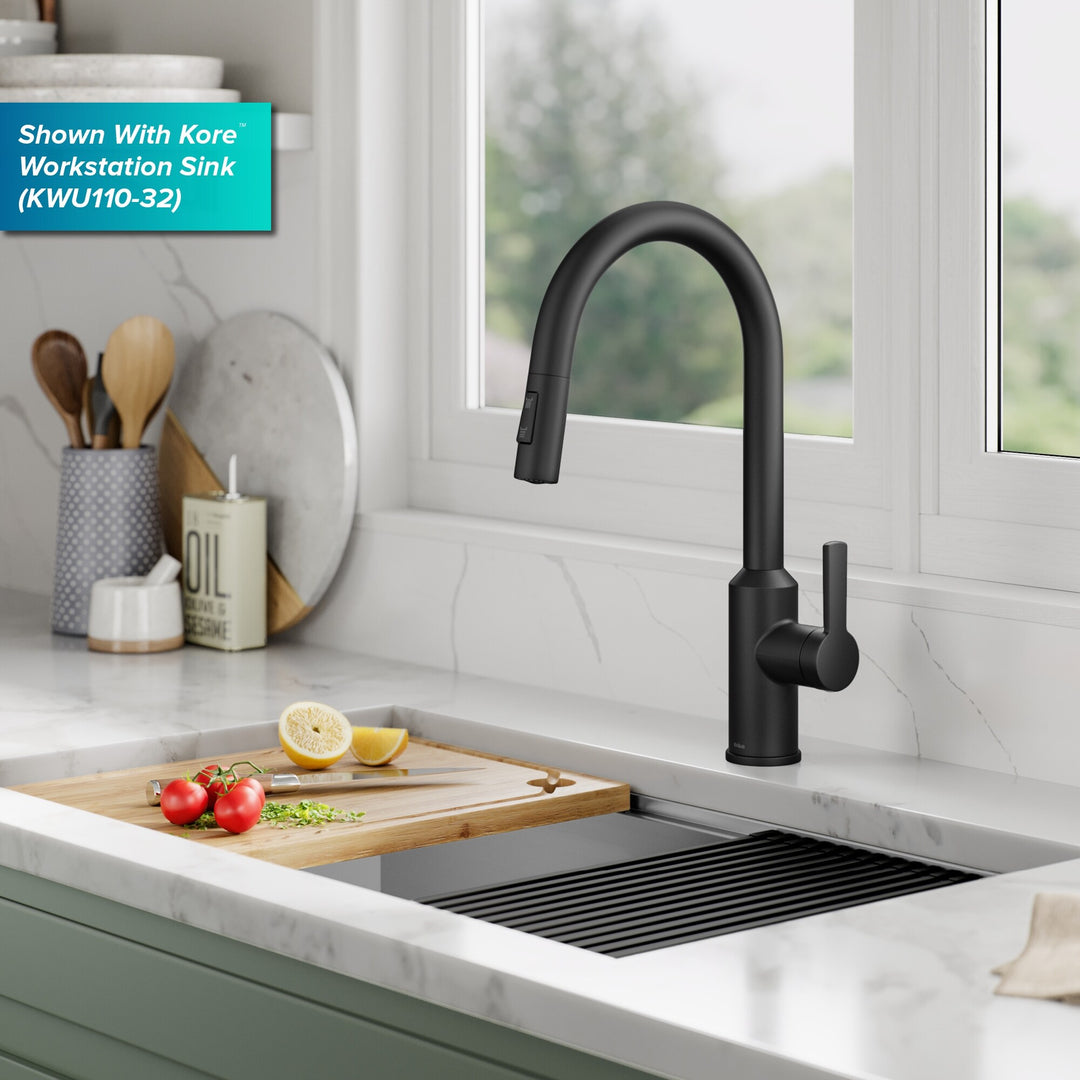 2-Function 1-Handle 1-Hole Pulldown Sprayer Brass Kitchen Faucet