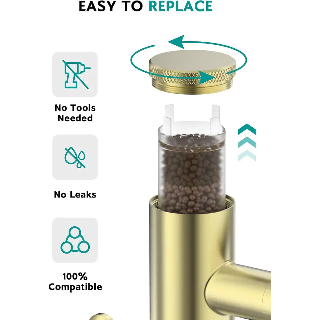 Rotatable Single Hole Bathroom Sink Faucet with Built-In Filter, Temperature Display in Fahrenheit, 2 Water Modes