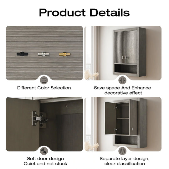 24 "Wall Mounted Bathroom Storage Cabinet with Soft Close Doors