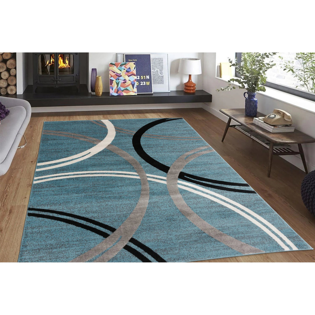 Contemporary Abstract Circles Design Area Rug