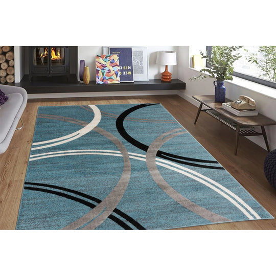 Contemporary Abstract Circles Design Area Rug