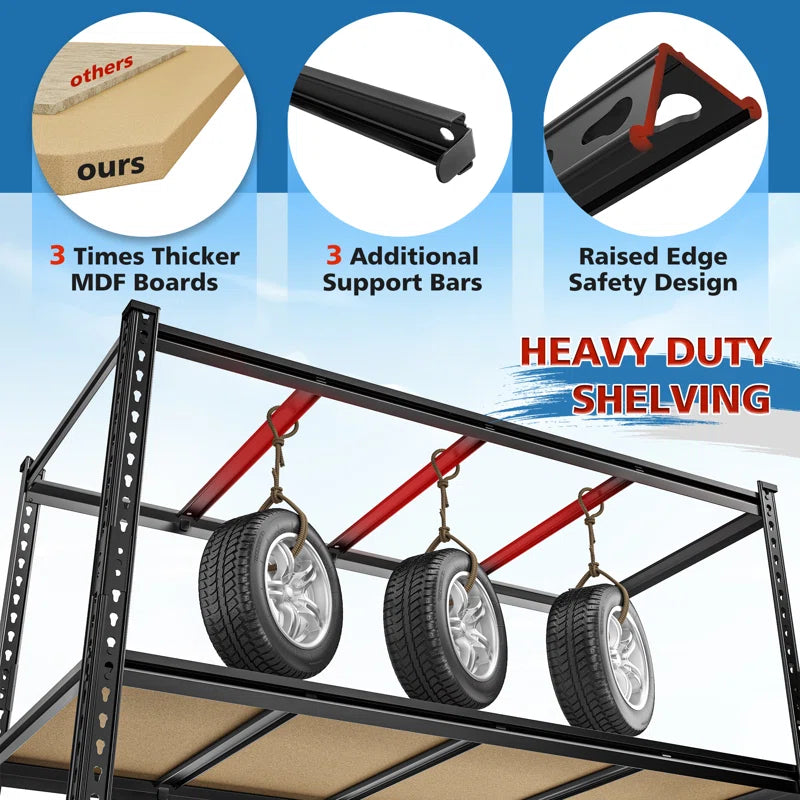 Extra Wide Heavy Duty Storage Shelves - Adjustable Garage Shelving Unit, Large Capacity, Tool-Free Assembly