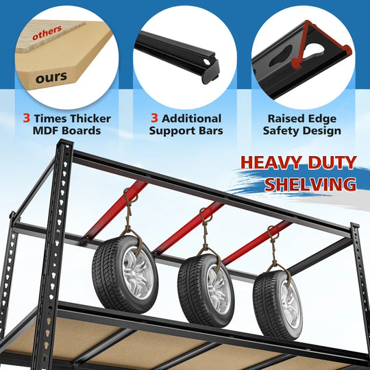 Extra Wide Heavy Duty Storage Shelves - Adjustable Garage Shelving Unit, Large Capacity, Tool-Free Assembly