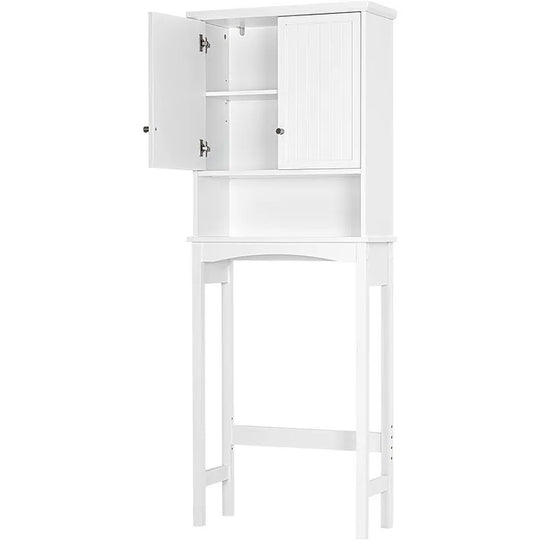 Spirich Bathroom Storage over the Toilet, Bathroom Cabinet Organizer with Adjustable Shelves and Double Doors, White