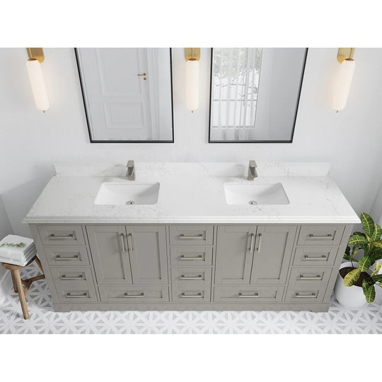Willow Collection 84 in W X 22 in D X 36 in H Boston Double Bowl Sink Bathroom Vanity with Countertop