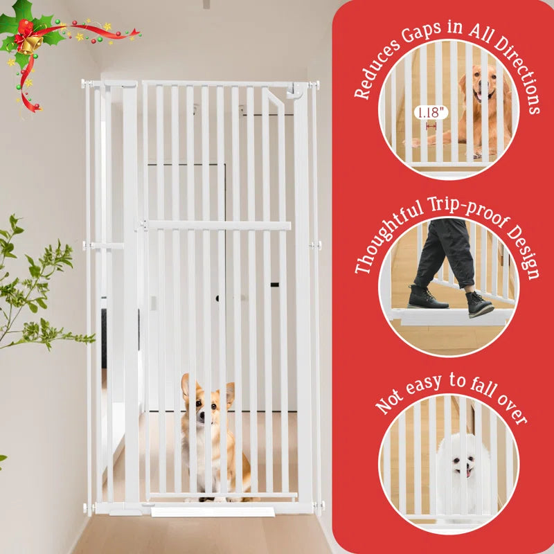 63" Extra Tall Pet Gate, Width Adjustable Pressure Mounted Cat Gate Auto-Close Dog Gate