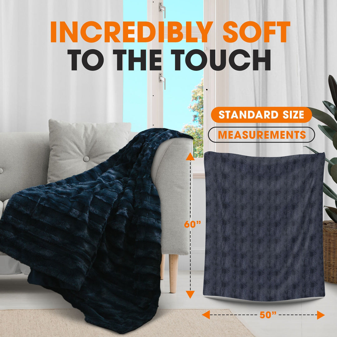 Faux Fur/ Microplush Reversible Throw Blanket