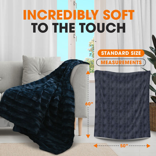 Faux Fur/ Microplush Reversible Throw Blanket