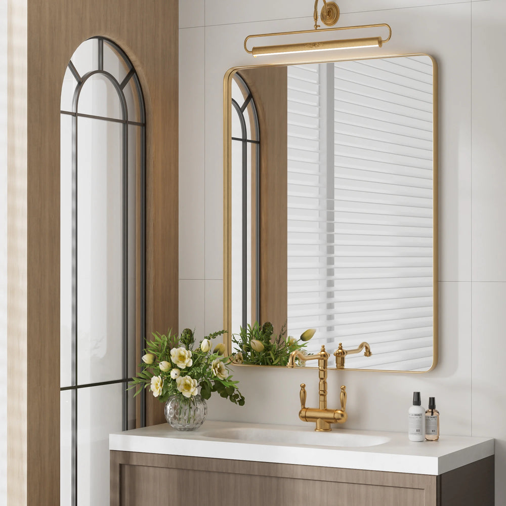 Modern Rounded Rectangle Metal Frame Wall Mirror