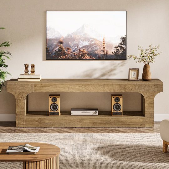 63 Inch Long TV Stand for 55/60/65/75-Inch Tvs, 2-Tier TV Console - 13.77" D X 63" W X 20.47" H
