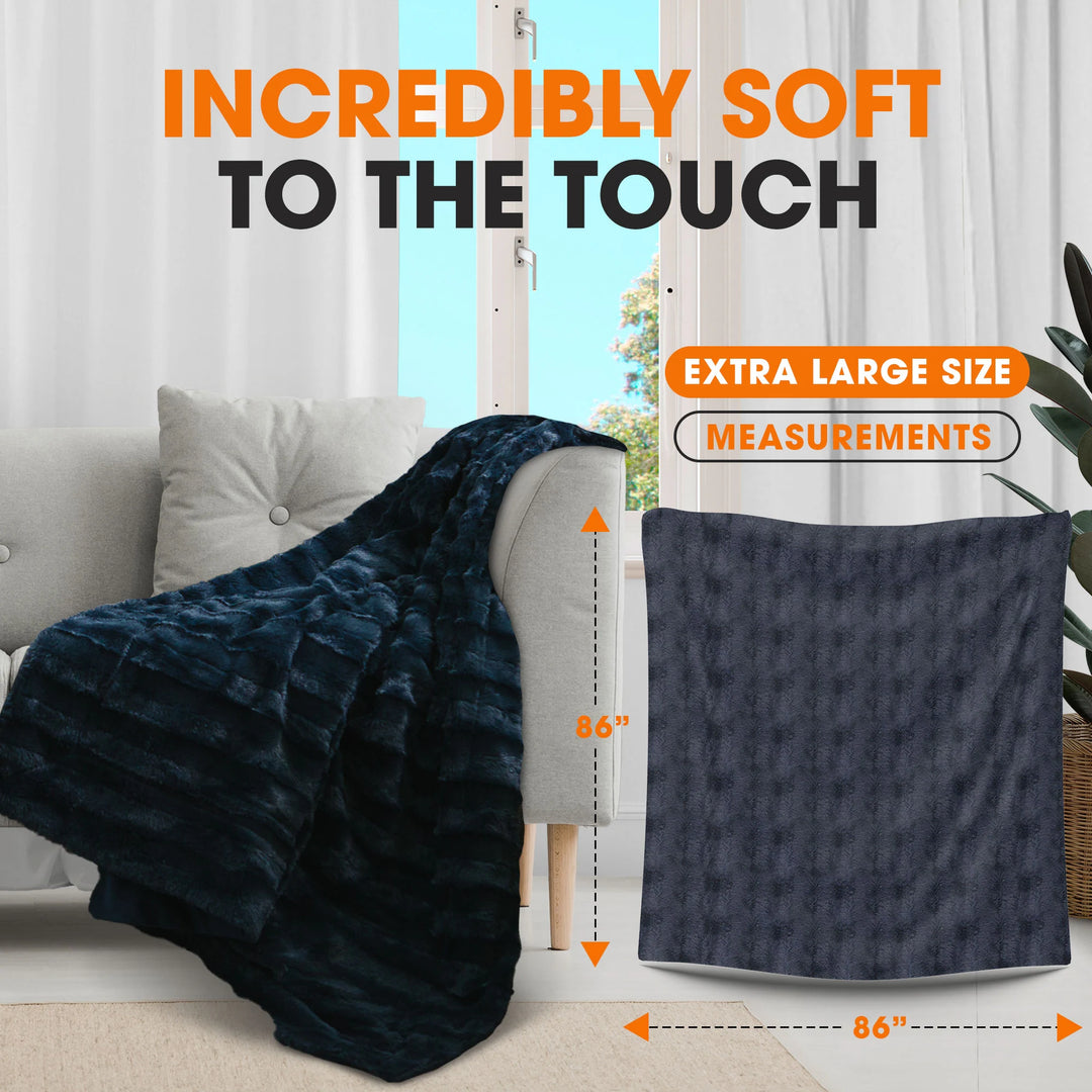 Faux Fur/ Microplush Reversible Throw Blanket