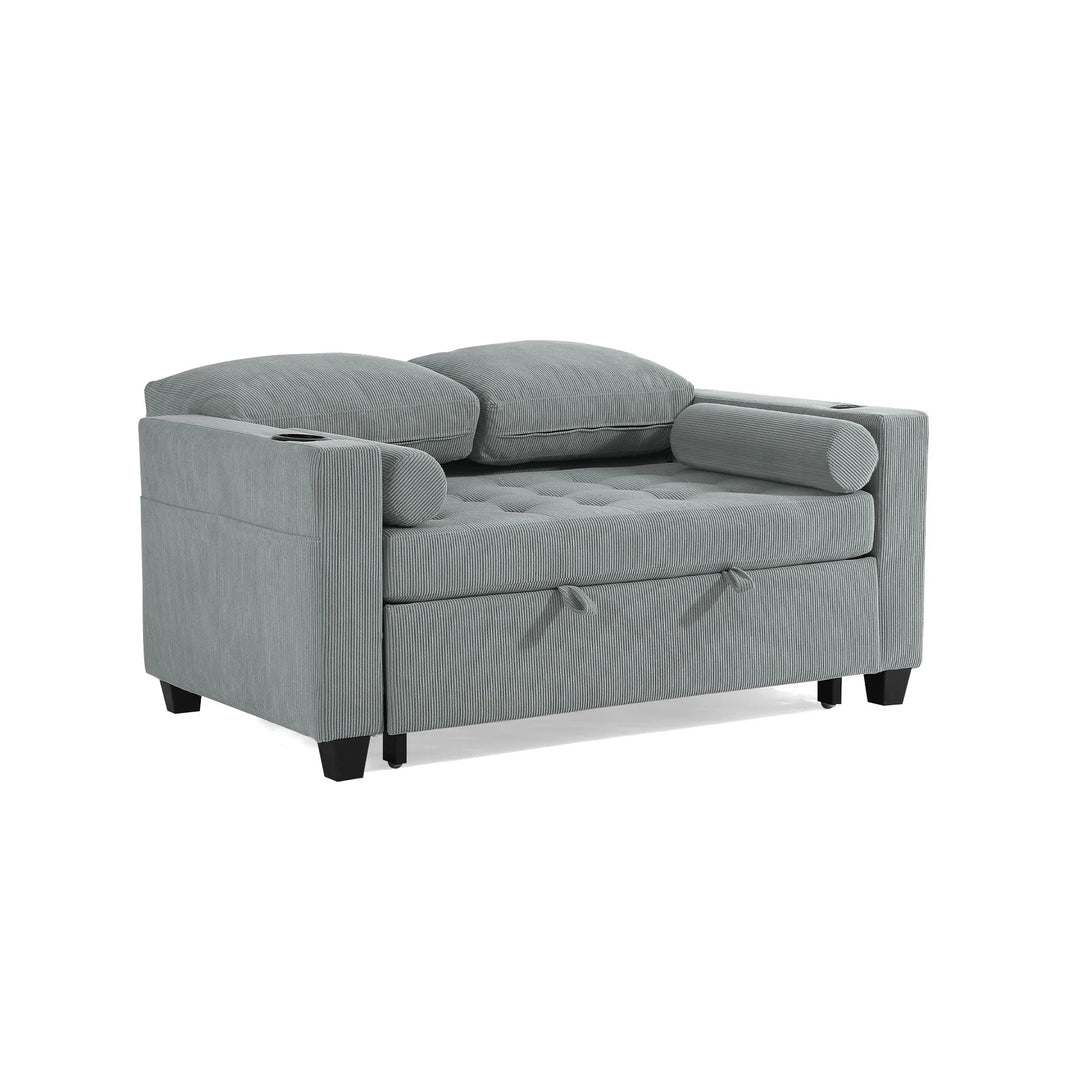 3-In-1 Pull-Out Sleeper Sofa Bed Convertible Adjustable Multi-Functional Loveseat with USB Port