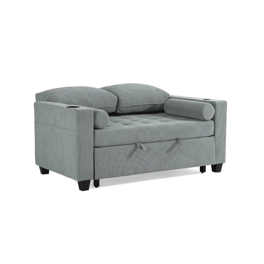 3-In-1 Pull-Out Sleeper Sofa Bed Convertible Adjustable Multi-Functional Loveseat with USB Port