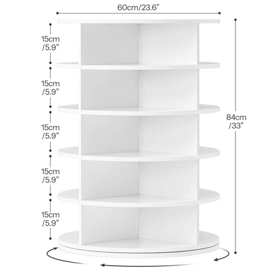 Yasmani 20 Pair Rotating Shoe Rack, Revolving Spinning Shoe Storage